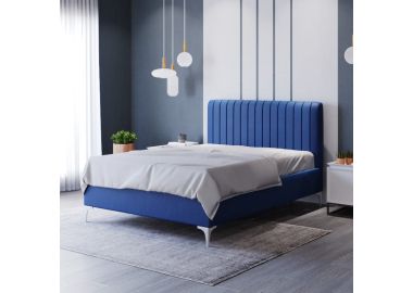 מיטה זוגית 160x200 מרופדת קטיפה דגם ונסה גוון כחול