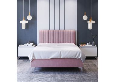 מיטה זוגית 160x200 מרופדת קטיפה דגם ונסה גוון ורוד