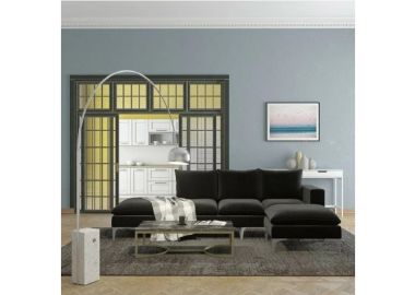 מערכת ישיבה מודולארית מבד קטיפתי עם 2 הדומים דגם אושר בגוון שחור