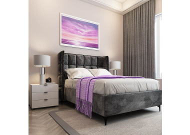 מיטה זוגית בד קטיפה דגם קלואי 180x200 גוון אפור