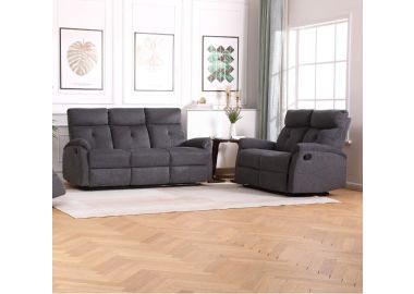 מערכת ישיבה 3+2 עם 4 הדומים נשלפים דגם קרוליין בגוון אפור