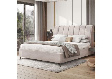 מיטה זוגית מעוצבת 140/190 עם ארגז מצעים מעץ דגם אליזבט