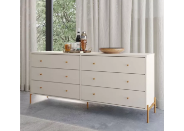 קומודה 6 מגירות אופוייט מט ופרזול זהב דגם ספיר