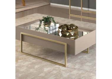 שולחן סלון בגוון מוקה וזהב דגם מלודי