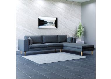 סלון פינתי מפואר דגם לאונרדו גוון אפור שזלונג צד ימין