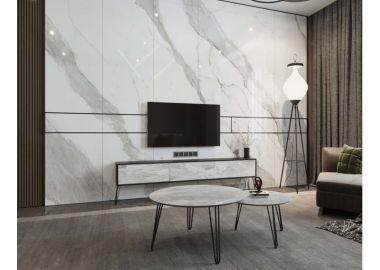 סט מזנון רוחב 1.8 מטר וזוג שולחנות לסלון קולקציית שיש משולב