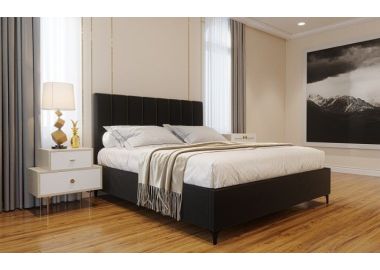 מיטה זוגית בד קטיפה דגם אליסיה 160x200 גוון שחור