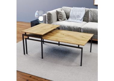 זוג שולחנות סלון מעוצבים דגם ברידג’ בגוון פורניר אלון