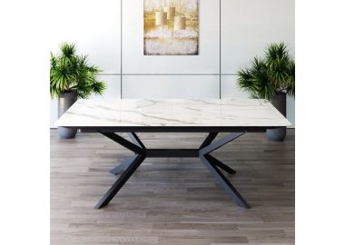 שולחן פינת אוכל מלבנית נפתחת דגם גלורי גרניט לבן