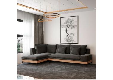 מערכת ישיבה פינתית 3 מטר דגם אביה בגוון שחור