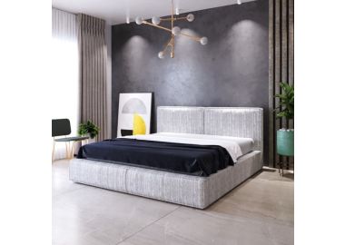 מיטה ברוחב וחצי 120x190 מרופדת קטיפה דגם גריזלי גוון אפור בהיר