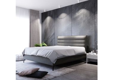 מיטה ברוחב וחצי בד קטיפה דגם גיזל 120x190 גוון אפור