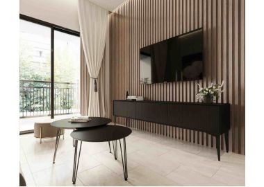 סט מזנון רוחב 1.8 מטר וזוג שולחנות לסלון דגם קיסר בגוון שחור