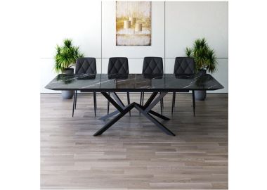 פינת אוכל מלבנית נפתחת+ 4 כסאות דגם גרניט בגוון שחור