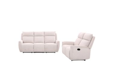 מערכת ישיבה 3+2 מבד עם 4 הדומים נשלפים דגם פיראוס בגוון אופווייט