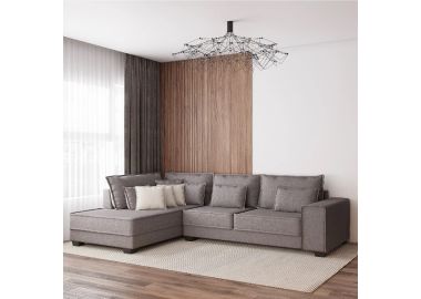 מערכת ישיבה פינתית 3 מטר דגם עמית פרימיום בגוון אפור