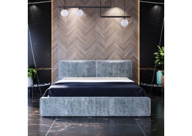 מיטה זוגית 160x200 מרופדת קטיפה דגם גריזלי גוון אפור כהה