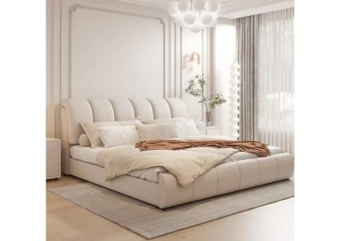 מיטה זוגית מפוארת 160/200ס"מ בגוון שמנת דגם רוני