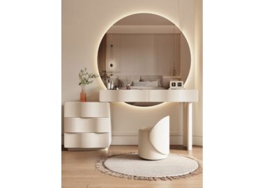 פינת איפור מפוארת כולל מראה לד וכסא בגוון לבן דגם הולי