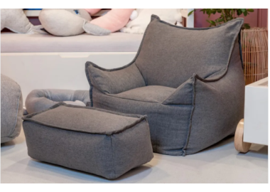 פוף לילדים עם הדום תואם דגם Baby Sicilia אפור כהה