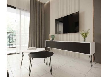 סט מזנון רוחב 1.8 מטר וזוג שולחנות לסלון דגם זברה