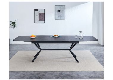 שולחן אוכל נפתח 1.8-2.7 מטר דגם ניקולס בגוון שחור בטון