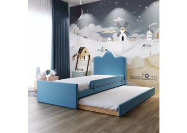 מיטת חבר מרופדת קטיפה דגם מייק 90*190 גוון תכלת