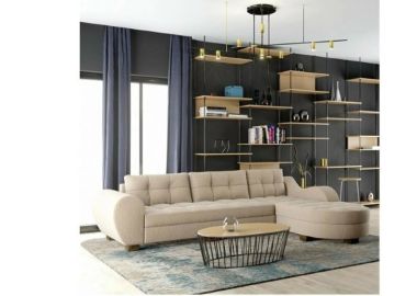 מערכת ישיבה פינתית דגם נועה בגוון שמנת