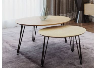 זוג שולחנות סלון קולקציית עץ טבעי