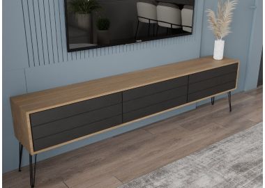 מזנון לסלון 2 מטר סדרת שחור משולב אלון