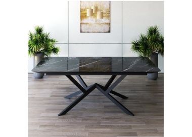 שולחן פינת אוכל מלבנית נפתחת דגם גלורי גרניט שחור