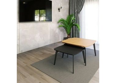 זוג שולחנות לסלון דגם איסלנד אלון משולב