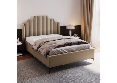 מיטה וחצי מפוארת קולקציית פרימיום דגם לורן בגוון קפוצינו