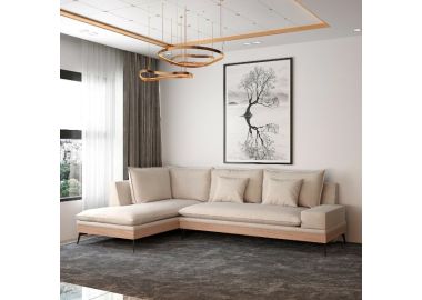 מערכת ישיבה פינתית 3 מטר דגם אביה בגוון שמנת