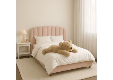 מיטה ברוחב וחצי בעיצוב מודרני ורך בגוון ורוד גם גאיה
