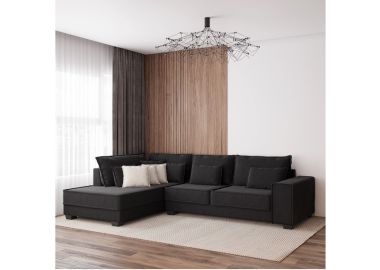 מערכת ישיבה פינתית 3 מ דגם עמית בגוון שחור