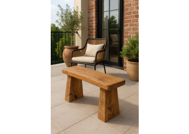 ספסל כפרי מעץ טיק 90 ס"מ דגם Lombok 