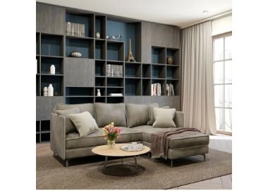 מערכת ישיבה פינתית מבד מעוצבת דגם אלין בגוון אפור בהיר