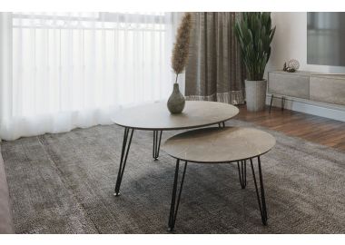 זוג שולחנות סלון בעיצוב גרניט זהב