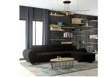 מערכת ישיבה פינתית דגם נועה בגוון שחור