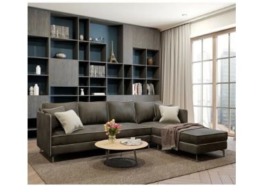 מערכת ישיבה פינתית מבד מעוצבת דגם ליאם בגוון אפור כהה