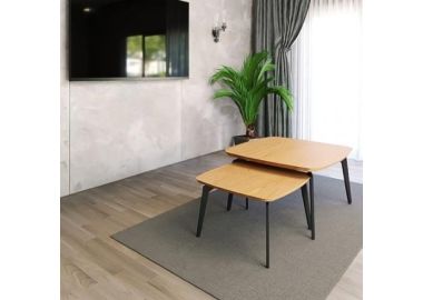 זוג שולחנות לסלון דגם איסלנד אלון טבעי