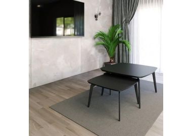 זוג שולחנות לסלון דגם איסלנד בלאק