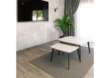 זוג שולחנות לסלון דגם איסלנד שלג