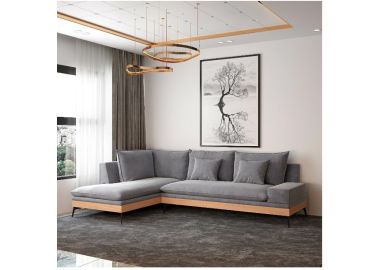 מערכת ישיבה פינתית 3 מטר דגם אביה בגוון אפור