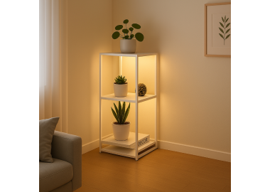 יחידת 2 מדפים כולל תאורת LED בגוון לבן דגם 2166