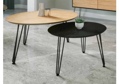 זוג שולחנות סלון קולקציית אלון משולב