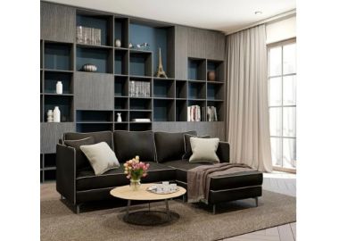 מערכת ישיבה פינתית מבד מעוצבת דגם אלין בגוון שחור