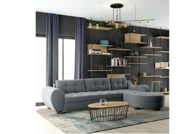 מערכת ישיבה פינתית דגם נועה בגוון אפור