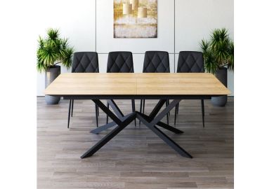  פינת אוכל מלבנית נפתחת+ 4 כסאות דגם גרניט בגוון עץ טבעי